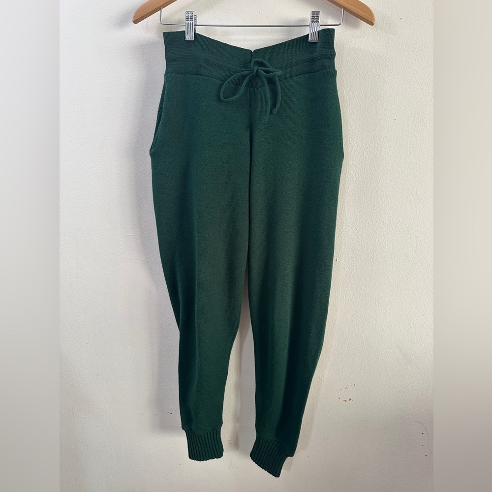 PRETTYLITTLETHING Loose Knit Forest Green Joggers SIZE SMALL Stretch Cozy Winter - Picture 2 of 6